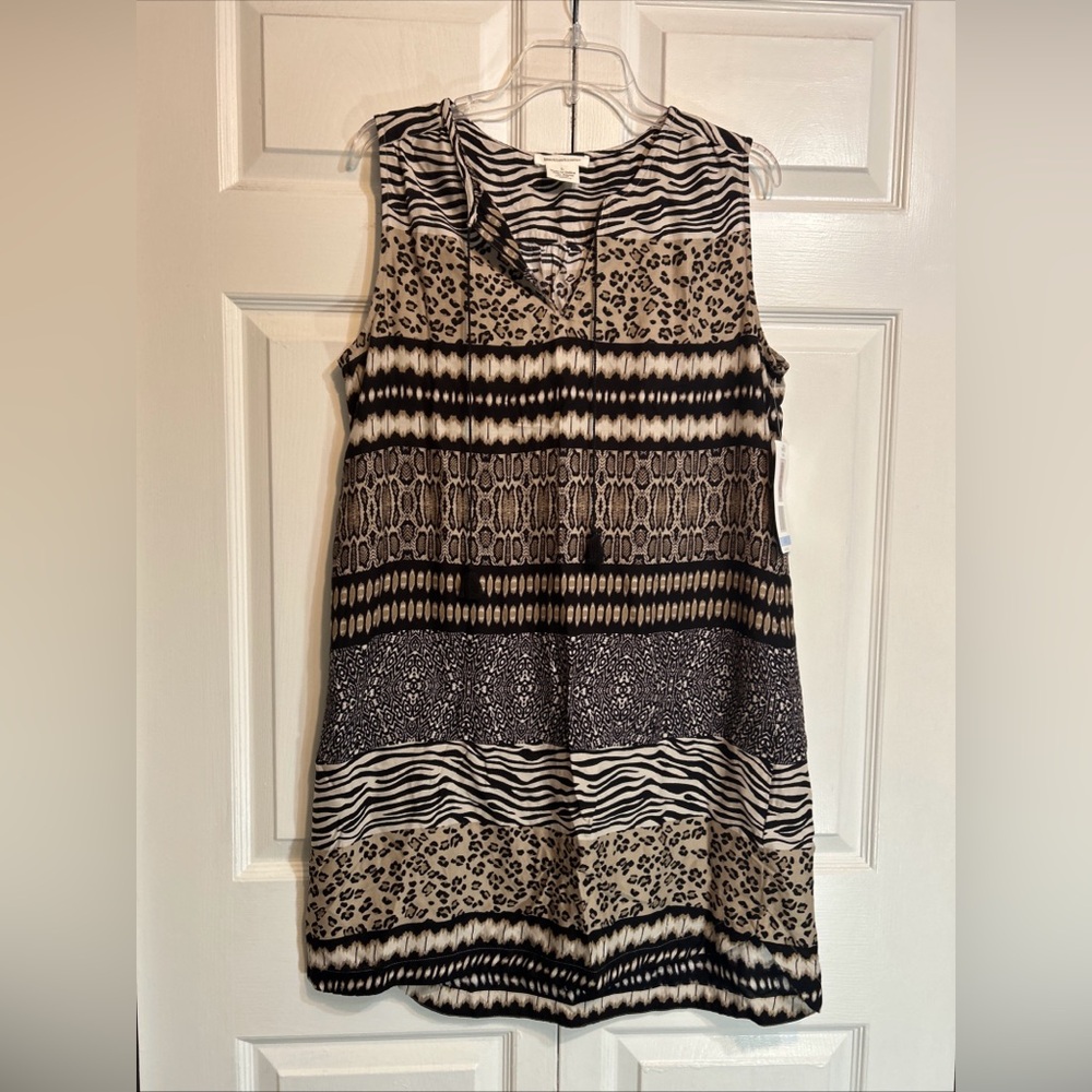 7/1/26 NWT Beachlunchlounge Boho Tunic Dress Size L Large Tassel Africa Print